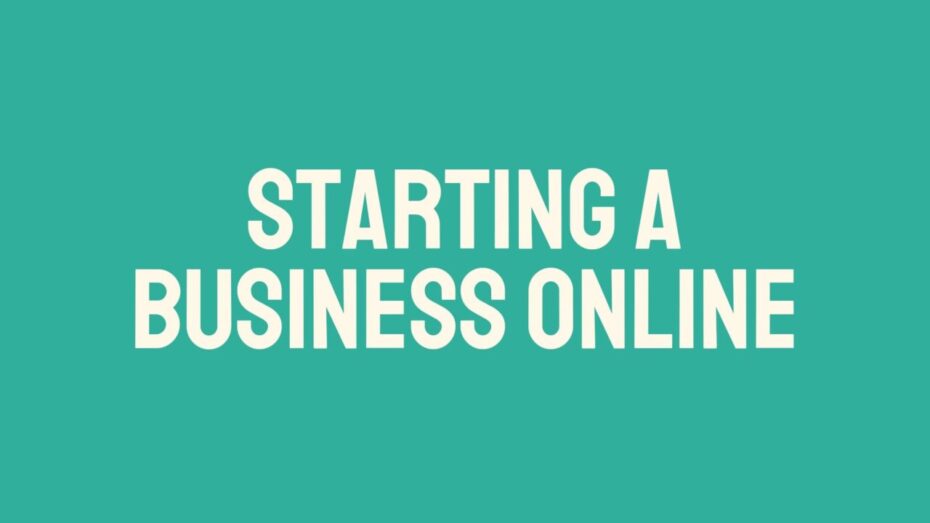 The image is a graphic related to starting a business online.