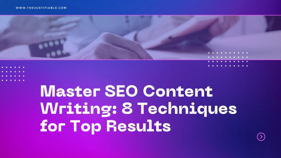 The image is a graphic related to seo content writing.