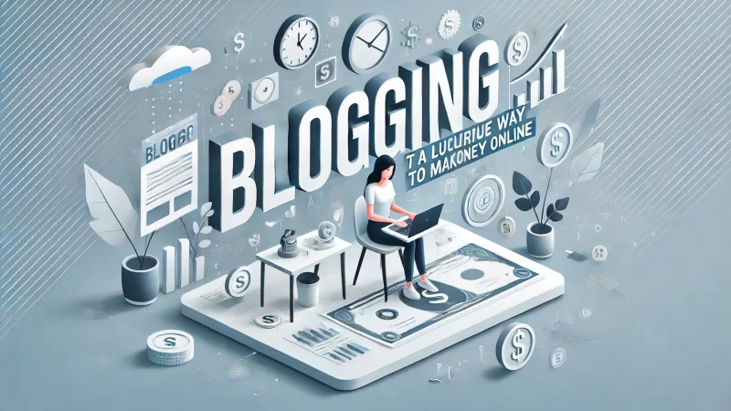 A modern and professional image for a blog post titled 'Blogging: A Lucrative Way to Make Money Online.'