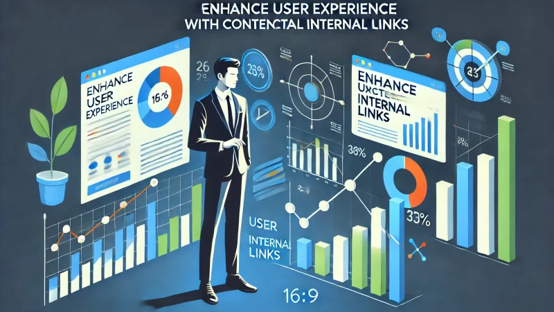 A 16_9 image featuring bold and dynamic fonts that clearly display the text_ 'Enhance User Experience with Contextual Internal Links.'