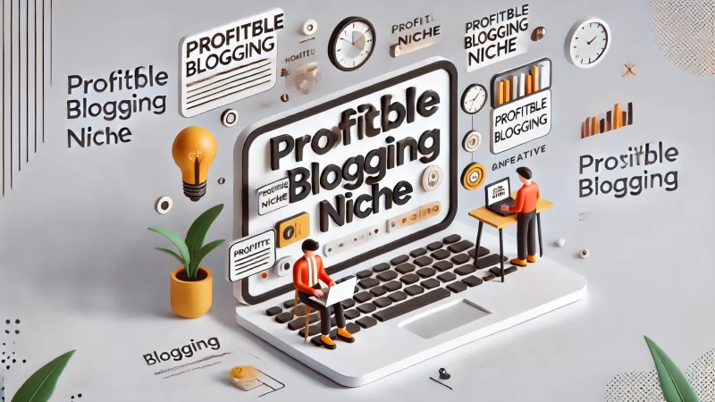 A modern, professional design for an image with the heading 'Profitable Blogging Niche'.