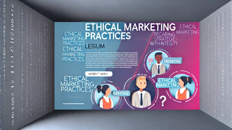 A professional and modern design for a heading 'Ethical Marketing Practices' with a bold, readable headline. 