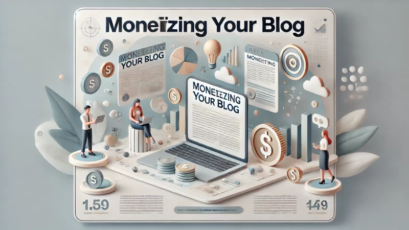 A modern and professional design with a focus on creativity and clarity, titled 'Monetizing Your Blog'. 