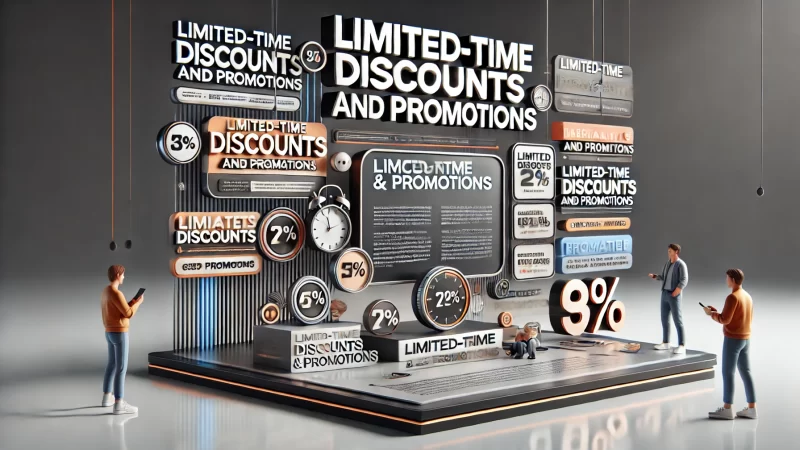 A modern and professional design with the headline 'Limited-Time Discounts and Promotions' in bold, readable text.