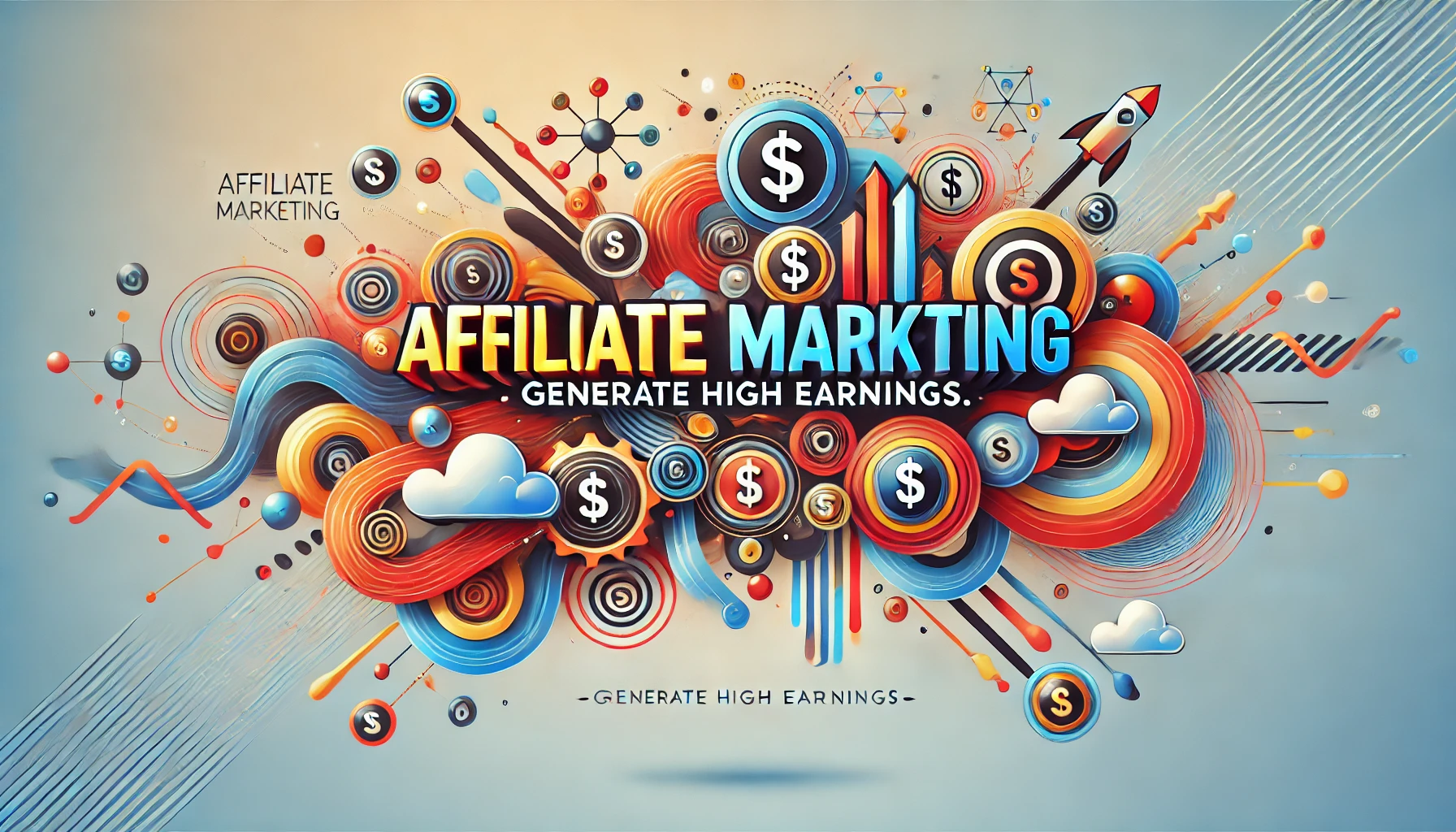 A creative design banner with the text 'Affiliate Marketing, Generate High Earnings.' 