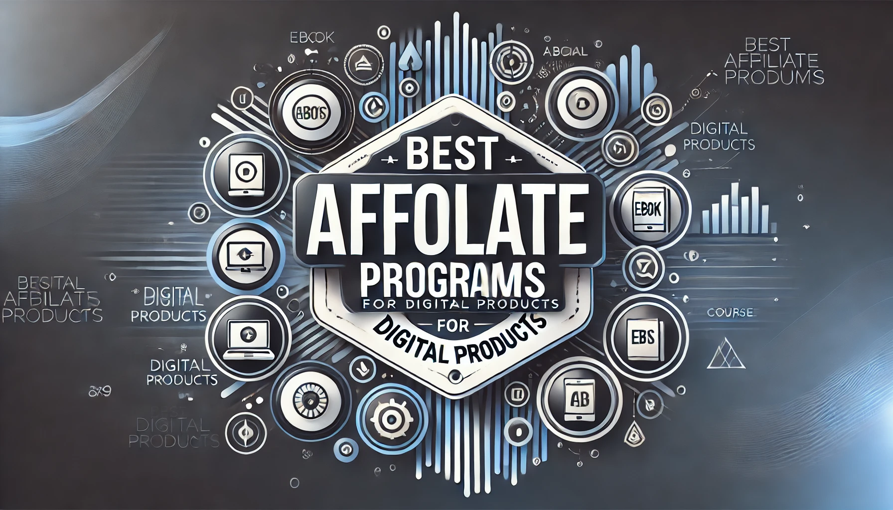 A clean and modern graphic design with the text 'Best Affiliate Programs for Digital Products' in bold, stylish typography. 