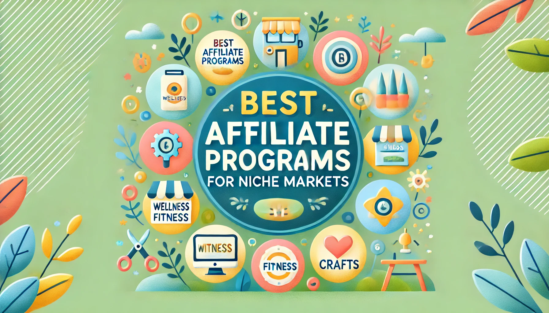 A friendly and approachable graphic design with the text 'Best Affiliate Programs for Niche Markets' in a playful, rounded font. 