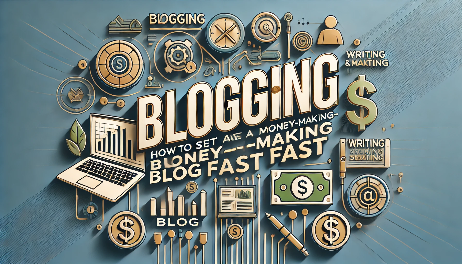 A modern and professional design that showcases the text 'Blogging_ How To Set Up A Money-Making Blog Fast'. 