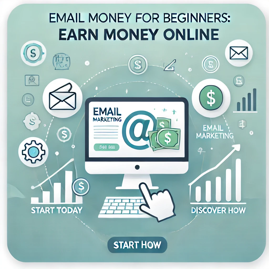 A simple square image for a blog post about making money with email marketing for beginners.