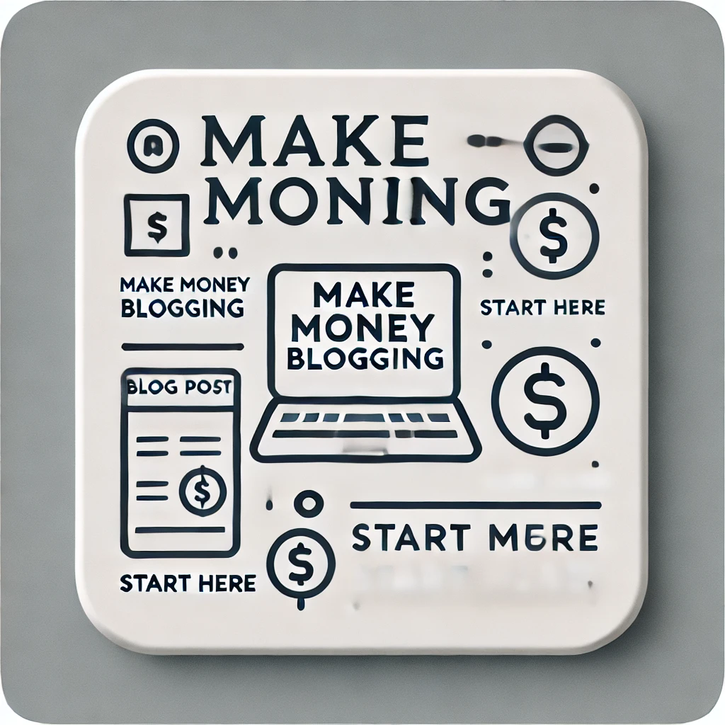 A minimalist square image for a blog post about making money through blogging. 