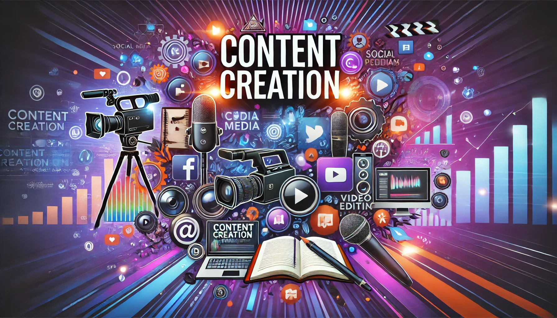 A dynamic and modern design featuring the text 'Content Creation'.