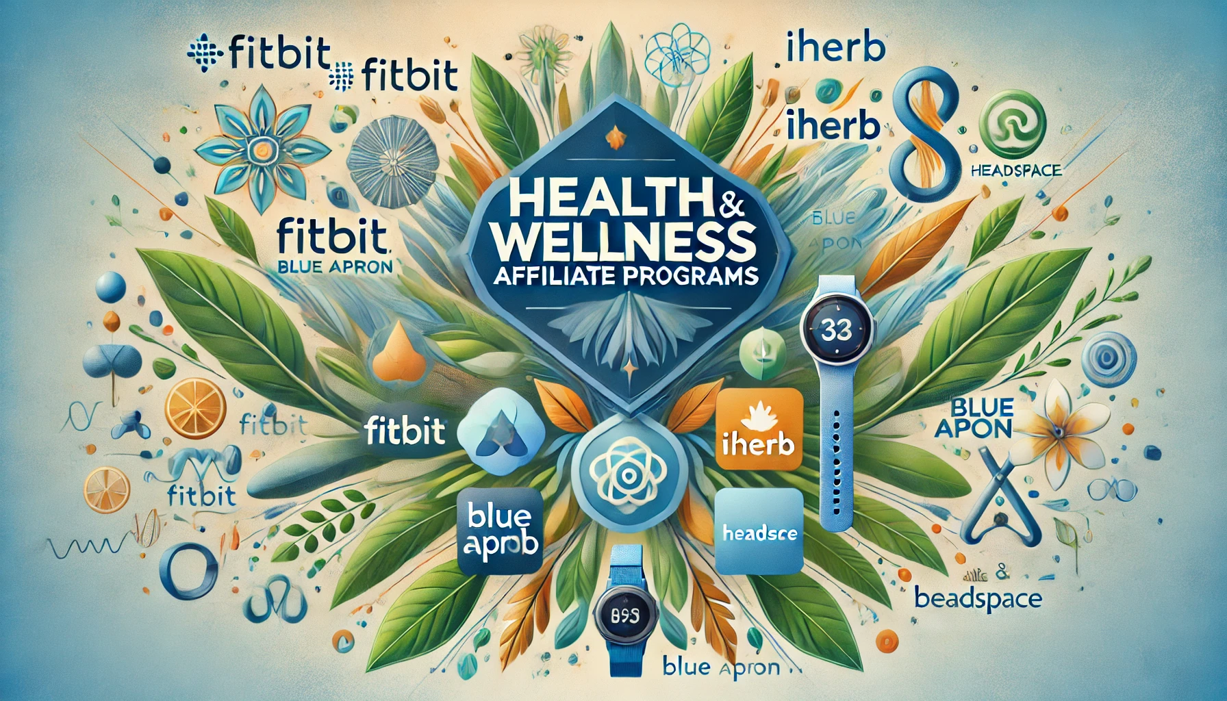 A vibrant and energetic image with the text 'Health and Wellness Affiliate Programs' in a clean, professional font. 