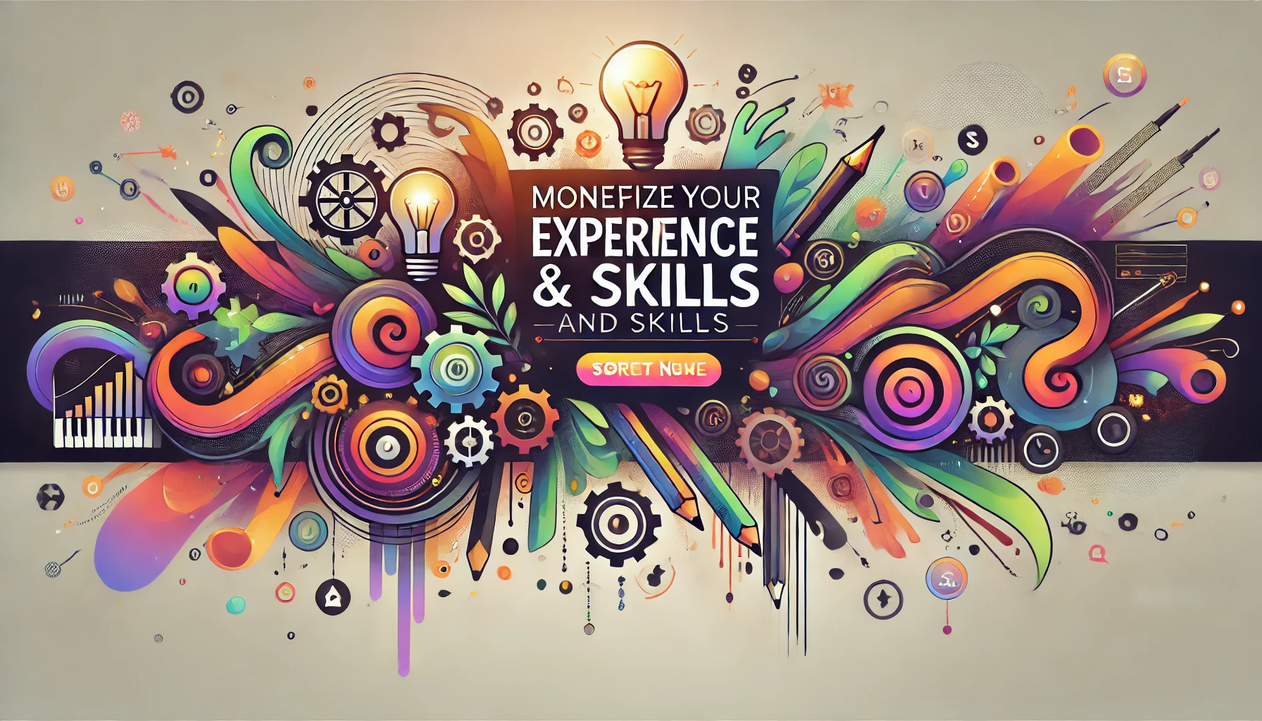 A creative design banner with the text 'Monetize Your Expertise And Skills' in a stylish and bold font. 