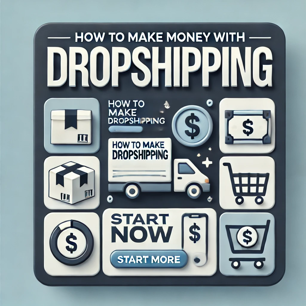 A professional square image promoting a blog post about how to make money with dropshipping.