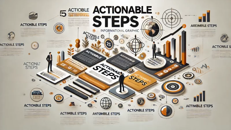 A modern, professional layout for an informational graphic titled 'Actionable Steps.'