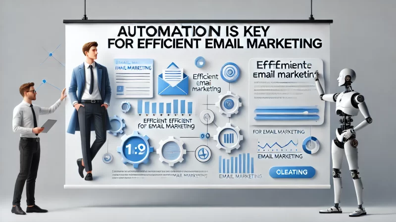 A modern, professional 16:9 digital banner with the bold headline 'Automation Is Key For Efficient Email Marketing.'