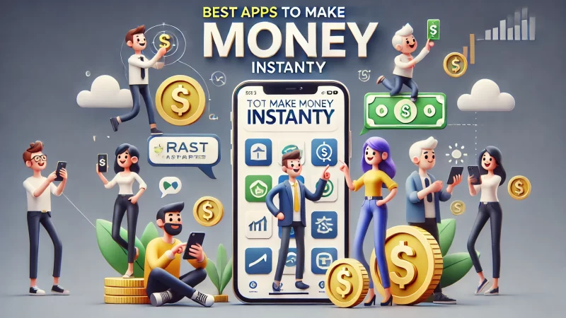 A professional, modern image with a bold heading that reads 'Best Apps To Make Money Instantly.'