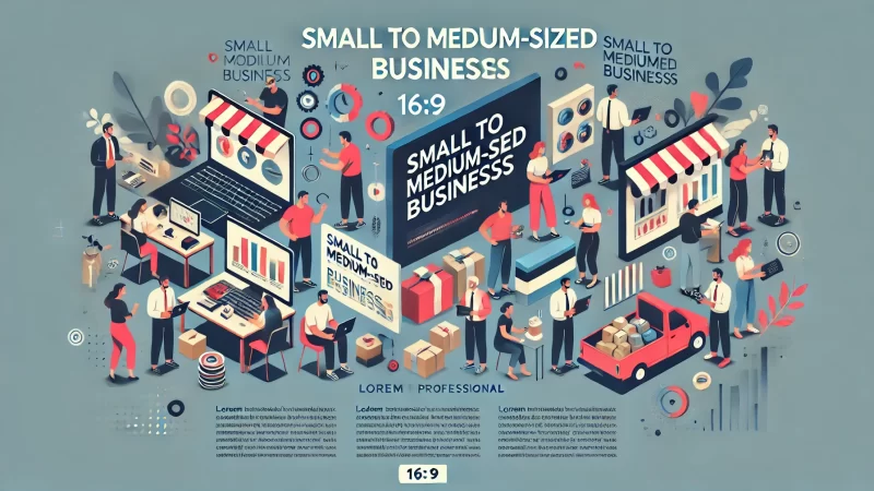 A modern and professional 16:9 design for the heading 'Small To Medium-Sized Businesses'.