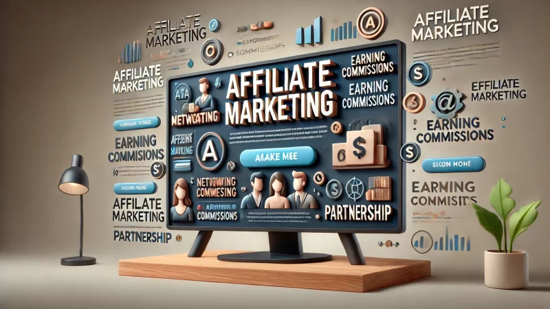 A modern and professional digital banner with the heading 'Affiliate Marketing' in a bold, readable font.