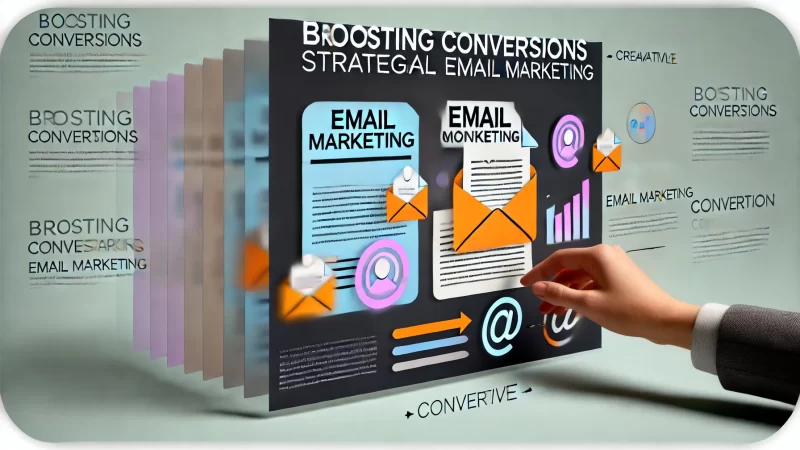 A modern and professional image for 'Boosting Conversions With Strategic Email Marketing' with a bold headline.