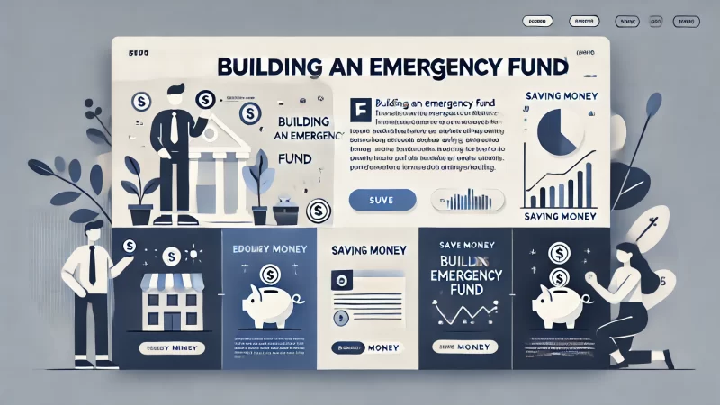 A modern and informative design for an image titled 'Building an Emergency Fund.'