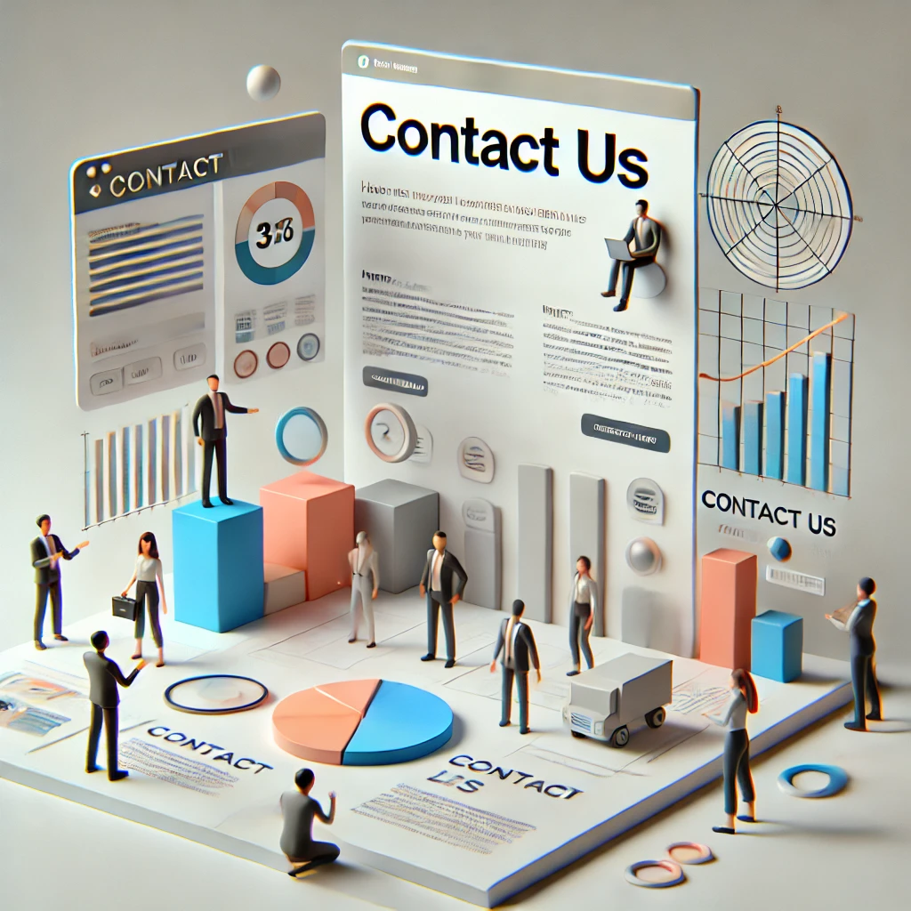 A modern, clean 'Contact Us' page design in a 4:3 aspect ratio, featuring a bold, standout headline.