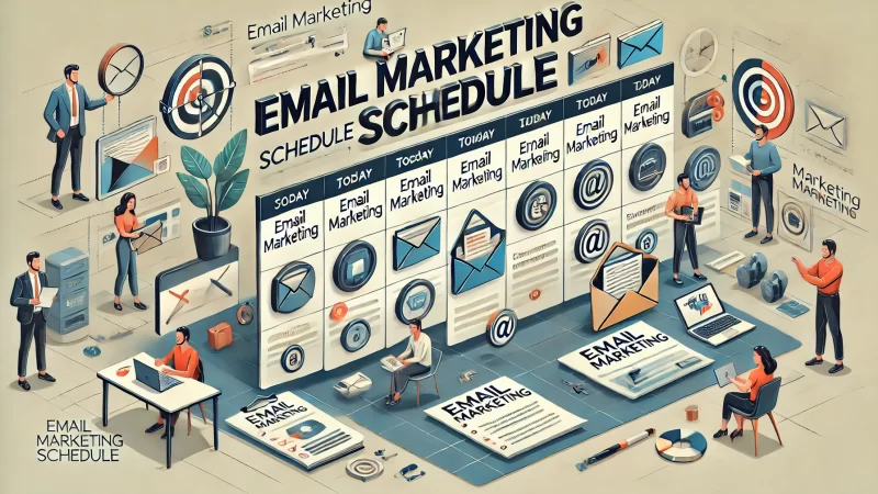 A professional and creative 'Email Marketing Schedule' layout with a bold, readable headline that stands out.