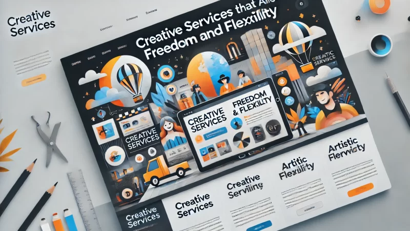 A modern, professional layout featuring the heading 'Creative Services That Allow Freedom and Flexibility' in bold, readable text that stands out.