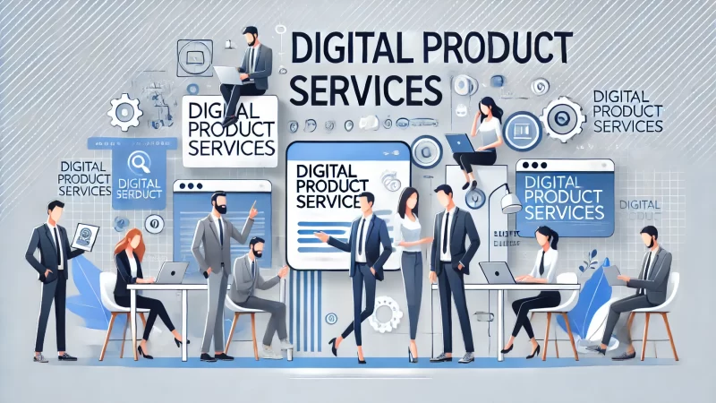 A professional and modern design for a digital product services banner with headline 'Digital Product Services'.