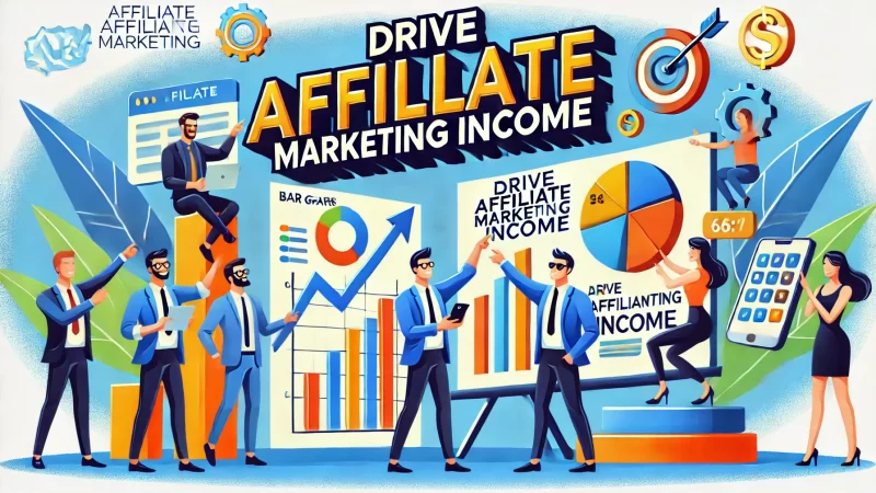 An eye-catching and modern image with bold fonts clearly displaying the text 'Drive Affiliate Marketing Income'.