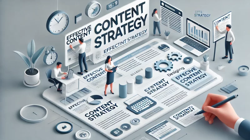 A modern and professional layout for an 'Effective Content Strategy' visual. 