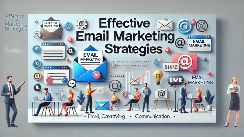 A modern and professional banner image with the text 'Effective Email Marketing Strategies' in a bold, readable font that stands out.