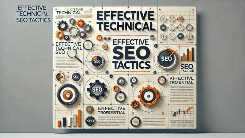 A clean, modern design for a digital image titled 'Effective Technical SEO Tactics.'