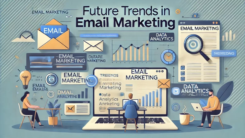 A professional and modern image for a presentation or article titled 'Future Trends in Email Marketing.'