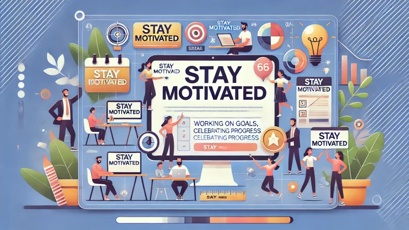 Create a professional and creative image with a bold and readable heading that says 'Stay Motivated.'