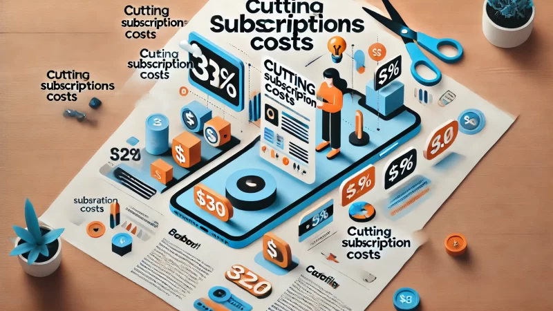 A modern, informative graphic titled 'Cutting Subscription Costs' with bold, readable text and a clean layout.