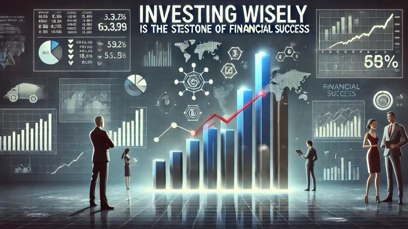 A professional and creative image with the text heading: 'Investing Wisely Is The Cornerstone Of Financial Success' in bold and standing out prominently. 