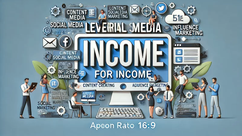 A modern, professional layout for a graphic with the headline 'Leveraging Social Media For Income.'