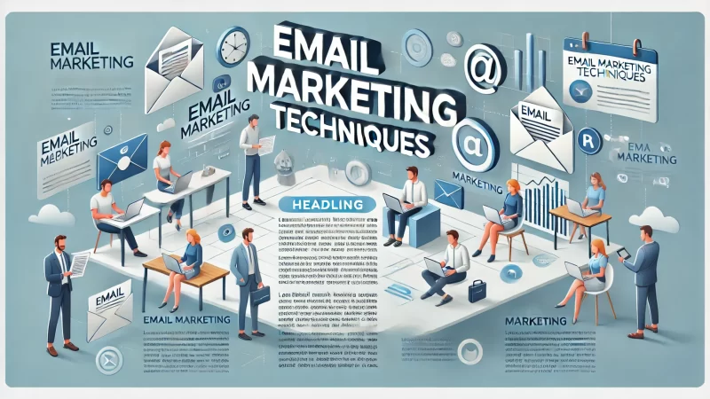 A modern and professional layout for a heading titled 'Email Marketing Techniques.'