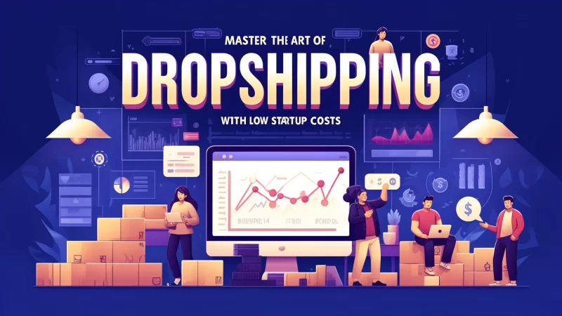 A 16_9 image with bold text that reads 'Master the art of dropshipping with low startup costs.