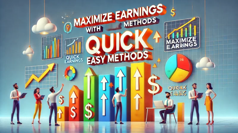 An eye-catching image with bold fonts displaying the text 'Maximize Earnings with Quick Easy Methods.'