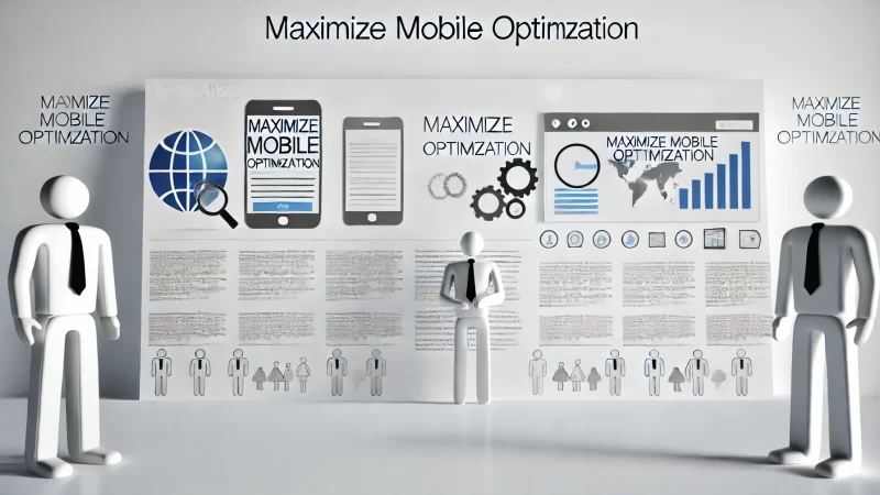 A clean, modern, and professional layout with a bold headline 'Maximize Mobile Optimization' standing out clearly. 