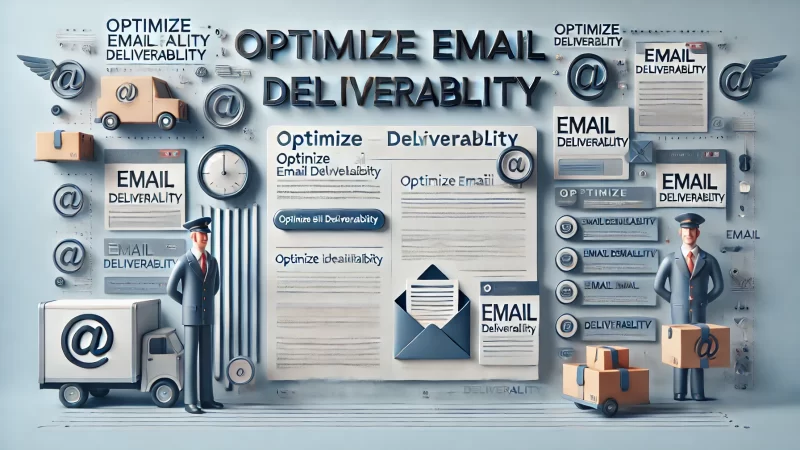 A modern, clean image with the headline 'Optimize Email Deliverability' in bold, readable font that stands out.