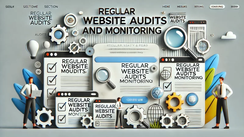 A fresh, modern design for a website section titled 'Regular Website Audits and Monitoring.'