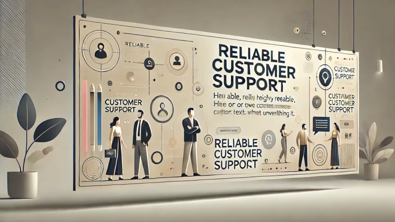 A modern, professional banner with the text 'Reliable Customer Support' as a bold, highly readable heading.