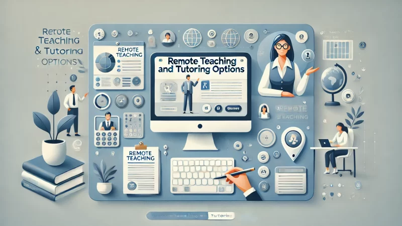 A professional and modern image titled 'Remote Teaching and Tutoring Options' with a bold, eye-catching heading.