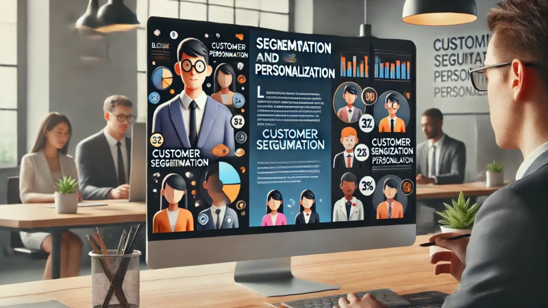 A professional and creative 16:9 image layout titled 'Segmentation and Personalization' with bold, standout text in a readable font