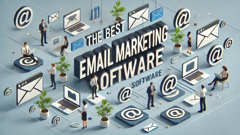 A professional and creative image with the heading 'The Best Email Marketing Software.' 