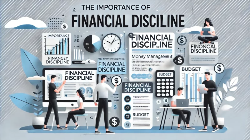 A modern and informative image layout with the heading 'The Importance Of Financial Discipline' in bold, readable font.