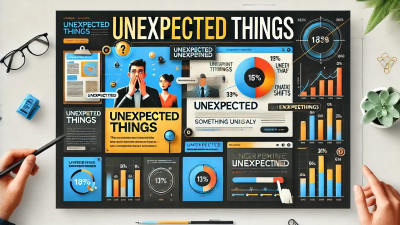 A professional yet creative layout with a bold headline that says 'Unexpected Things.' 